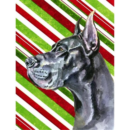 PATIOPLUS Black Great Dane Candy Cane Holiday Christmas Flag Garden Size PA252588